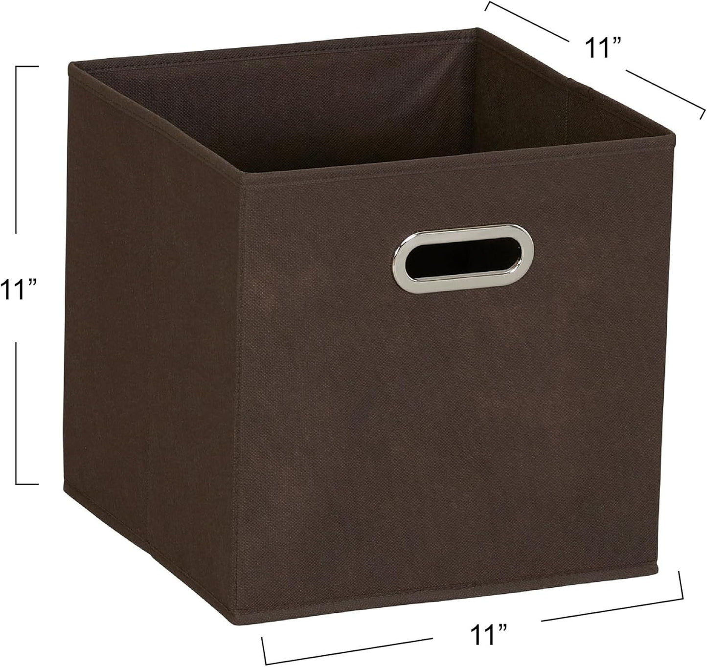 Fabric Storage Cube Bins, 6 Piece Set, Strong Poly-Woven Fabric, Chipboard Sides, Grommet Front Handle, Stackable and Foldable, Classic Design