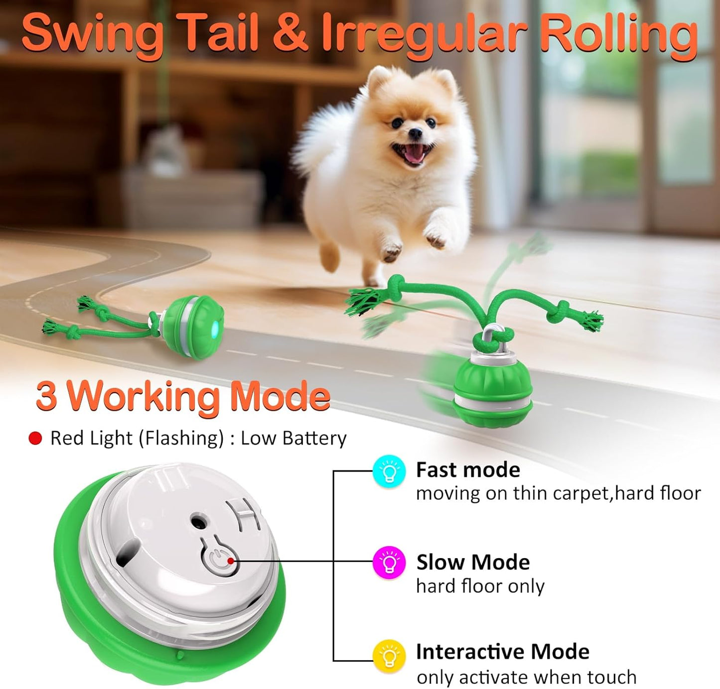 Peppy Pet Ball for Dogs, Dog Interactive Toys Dog Ball,Motion Activate Rolling Ball for Puppy/Small Dogs, Automatic Moving Dog Toy,USB Rechargeable (Dog Ball)