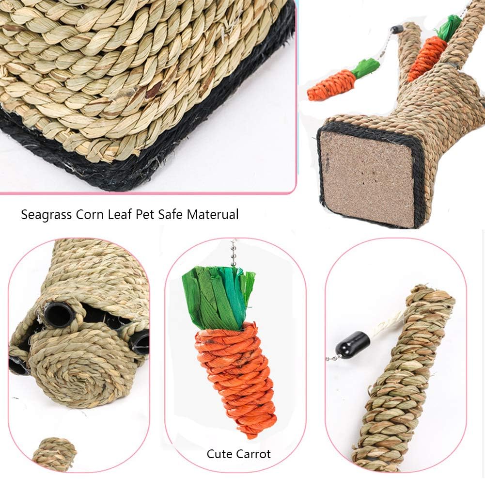 Bunny Chew Toys Rabbit Rattan Grass Scratcher Climbing Tree Fun Tree Carrot Play Toys for Small Animal Guinea Pig Tooth Cleaning