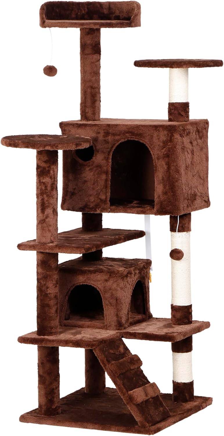 Cat Tree 54 Inch Cat Tower Condo Cat House for Indoor Cats，Multifunctional Activity Center w/Cat Scratching Posts Stand Funny Toys for Kittens Pet Play House