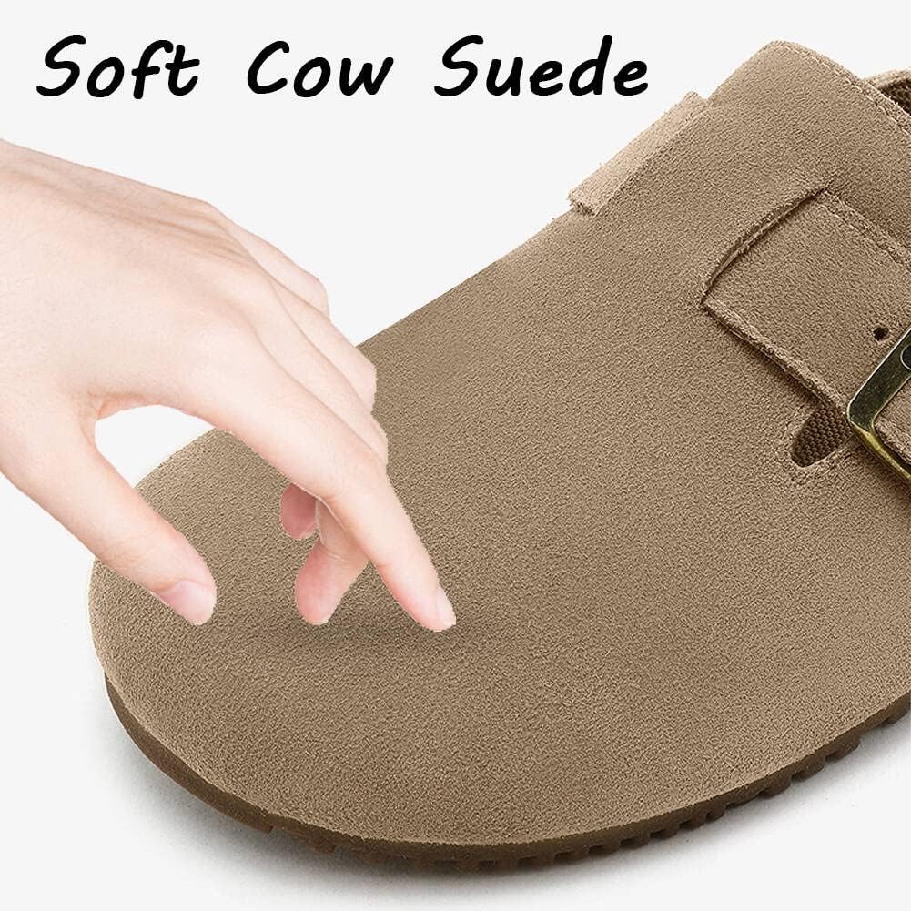 Clogs for Women Men Dupes Unisex Slip-on Potato Shoes Footbed Suede Cork Clogs and Mules