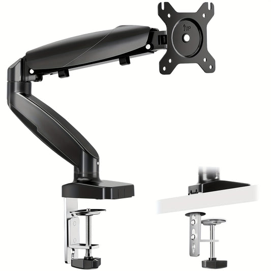 Single Monitor Mount, VESA Monitors Arm Adjustable Stands with Gas Spring Arms, C-Clamp and Grommet Mounting Base, Black