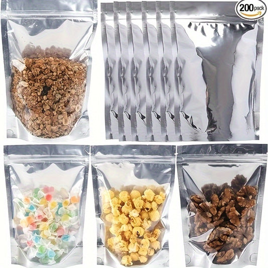 2×200 PACK Mylar Bags for Food Storage and Resealable Bags for Small Business Packaging Supplies Great for Party Favor Food Storage Bags (Silver, 5x8Inches)