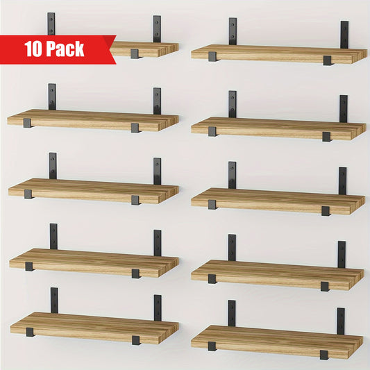 10 Pack Floating Shelves for Wall, Rustic Wood Wall Shelves for Bedroom, Kitchen, Bathroom Decor, Book Shelves for Living Room, Place Small Plants, Trophies, Collectibles, Books, Photos, 15.8*5.9 In