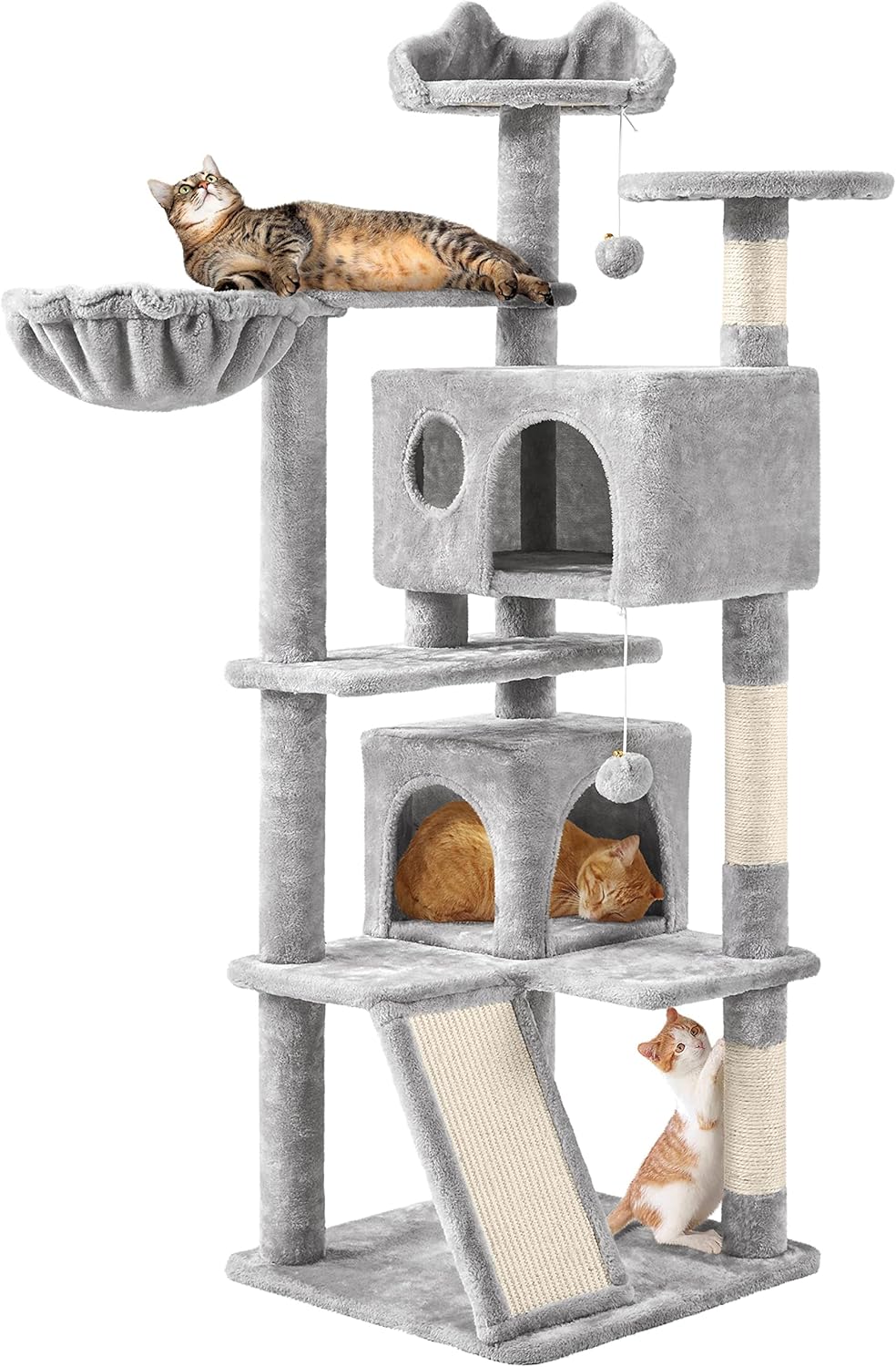 57 inches Multi-Level Cat Tree Cat Condo with Scratching Posts Kittens Activity Tower Pet Play House Furniture