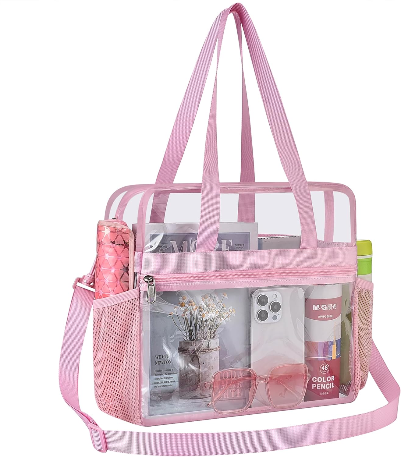 Bag Stadium Approved 12x6x12 Clear Tote Bag with Removable Strap Clear Lunch Bag for Work Sports Festival