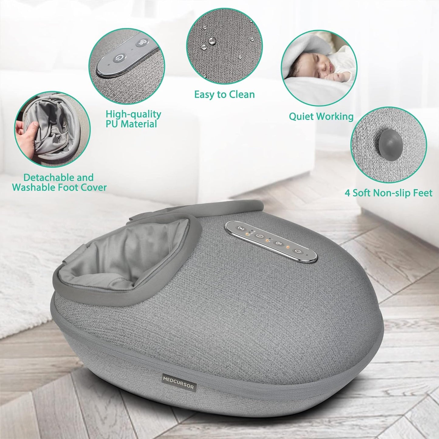 Foot Massager Machine with Heat, Shiatsu Deep Kneading, Delivers Relief for Tired Muscles and Plantar, Multi-Level Settings & Adjustable Intensity for Home or Office Use