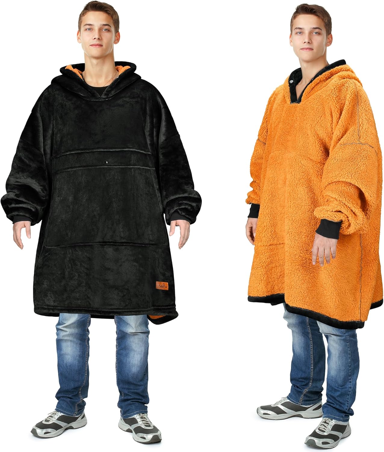 Oversized Blanket Hoodie Sweatshirt, Wearable Sherpa Lounging Pullover for Adults Women Men