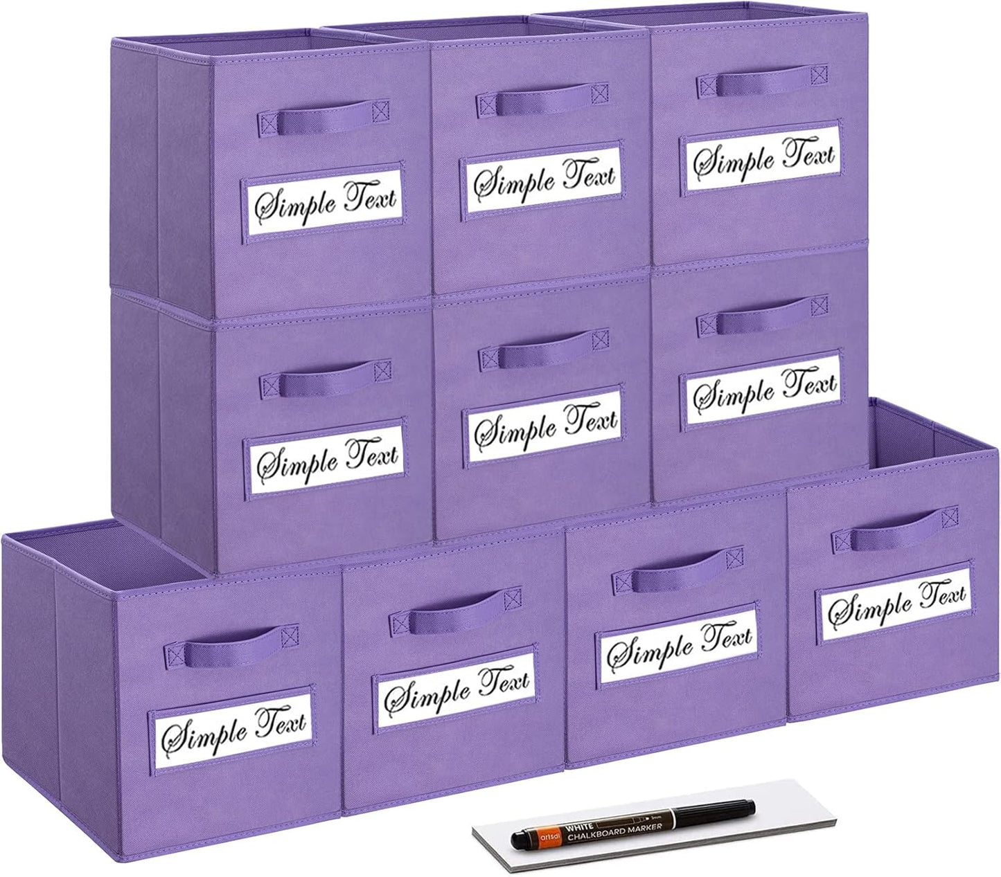 Set of 10 Storage Cubes,Foldable Fabric Cube Storage Bins with 10 Labels Window Cards & a Pen,Baskets Containers for Shelves,Closet Organizers Box for Home & Office