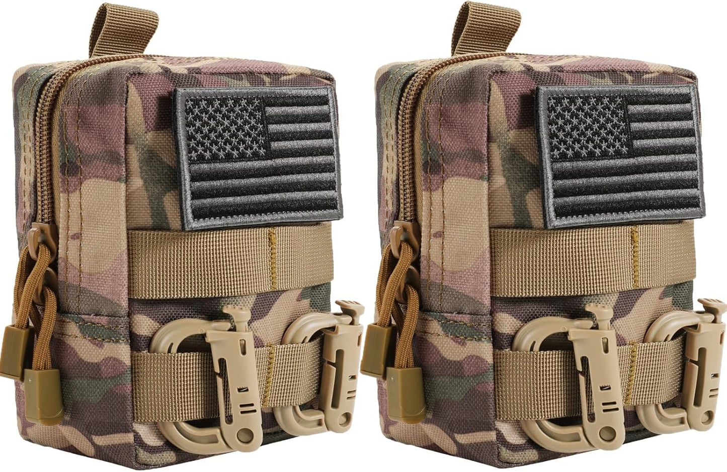 2 Pack Molle Pouches - Tactical Compact Water-Resistant EDC Pouch Bag Small Utility Pouch