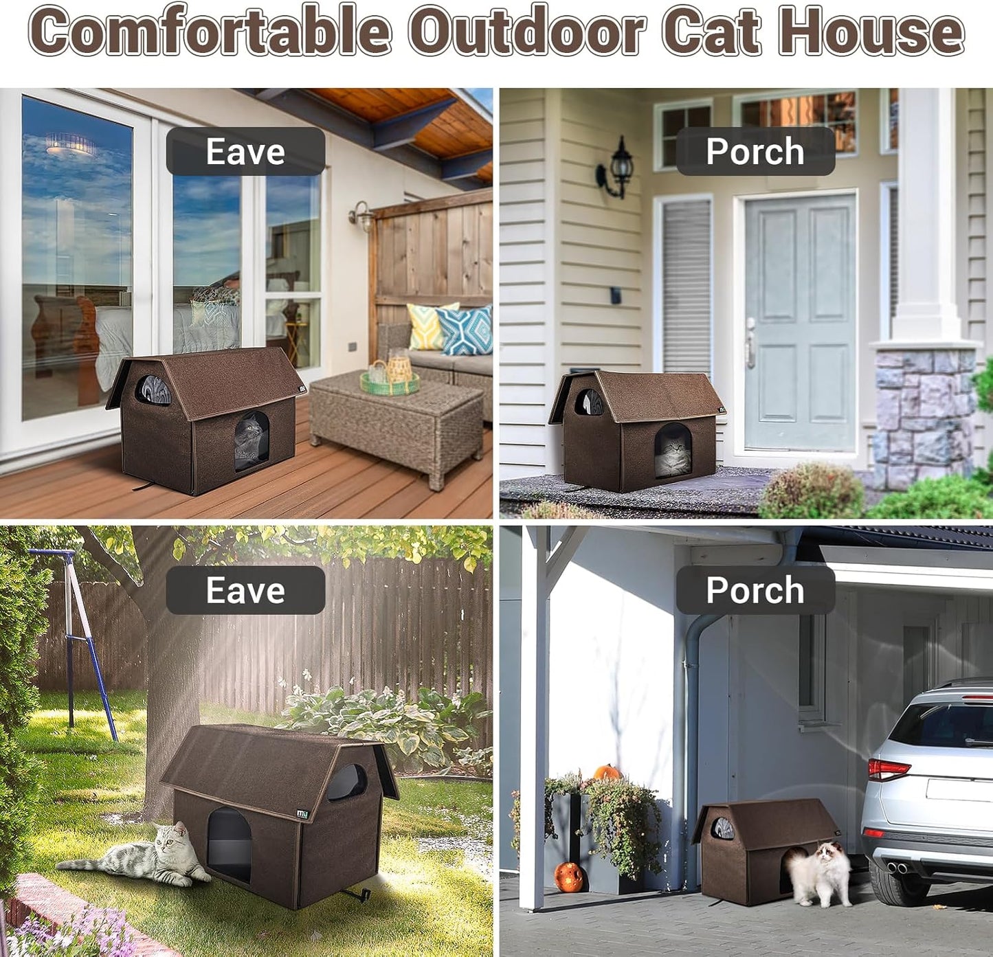 Outdoor Cat House, Extra Large Weatherproof Cat Houses for Outdoor Cats, Insulated Feral Cat Shelter, Big Cat Bed