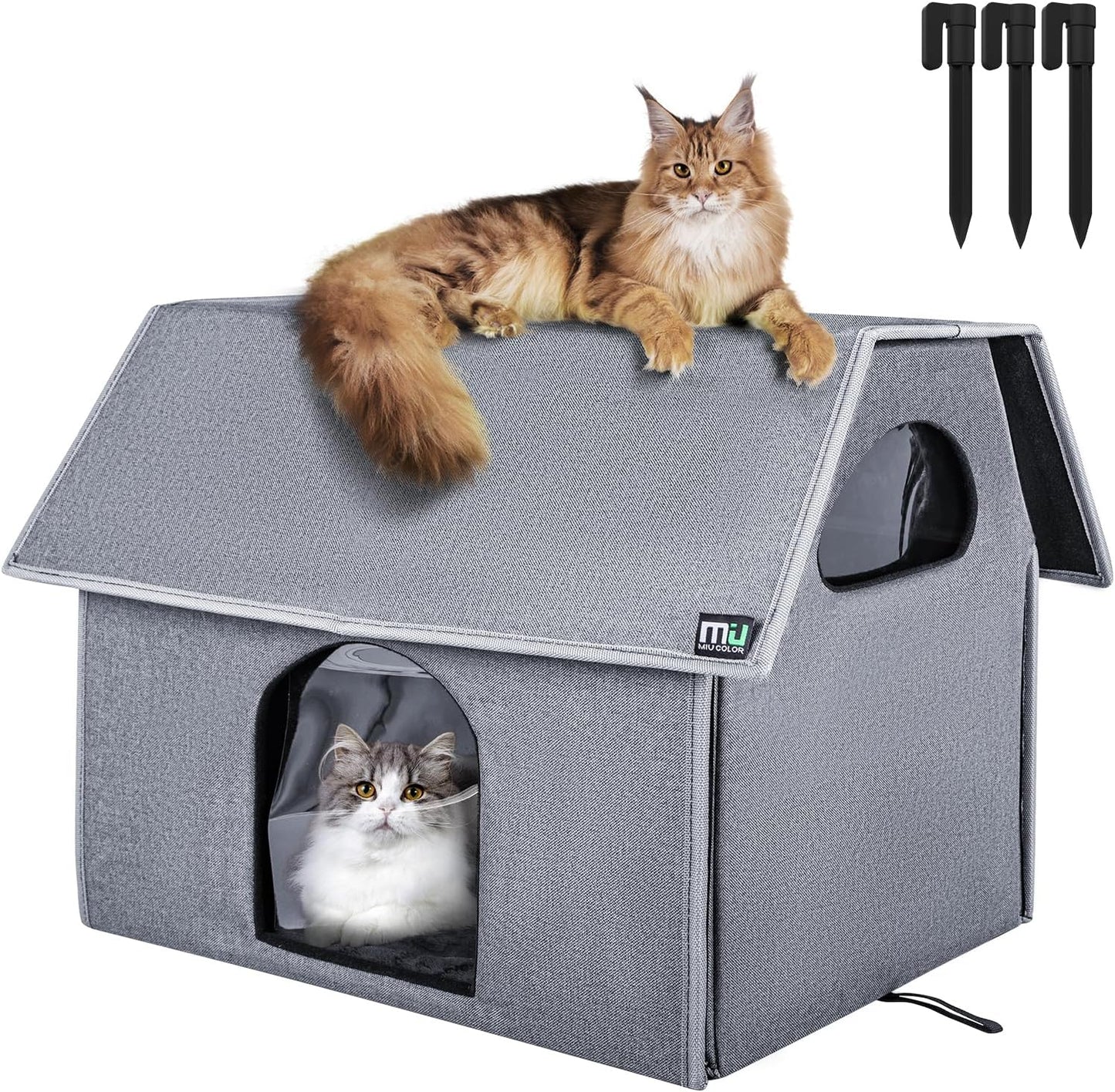 Outdoor Cat House, Extra Large Weatherproof Cat Houses for Outdoor Cats, Insulated Feral Cat Shelter, Big Cat Bed