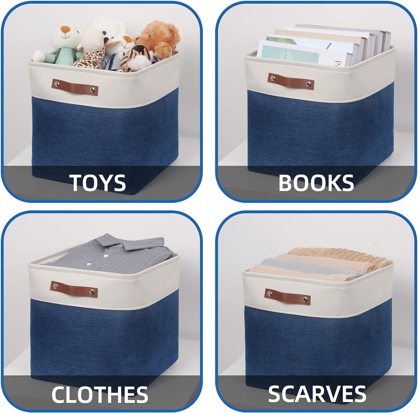 Cube Storage Baskets, Fabric Storage Bins for Toys, Large Baskets Organization with Handles, Baskets for Organizing Towels, Blankets, Collapsible Shelf Baskets