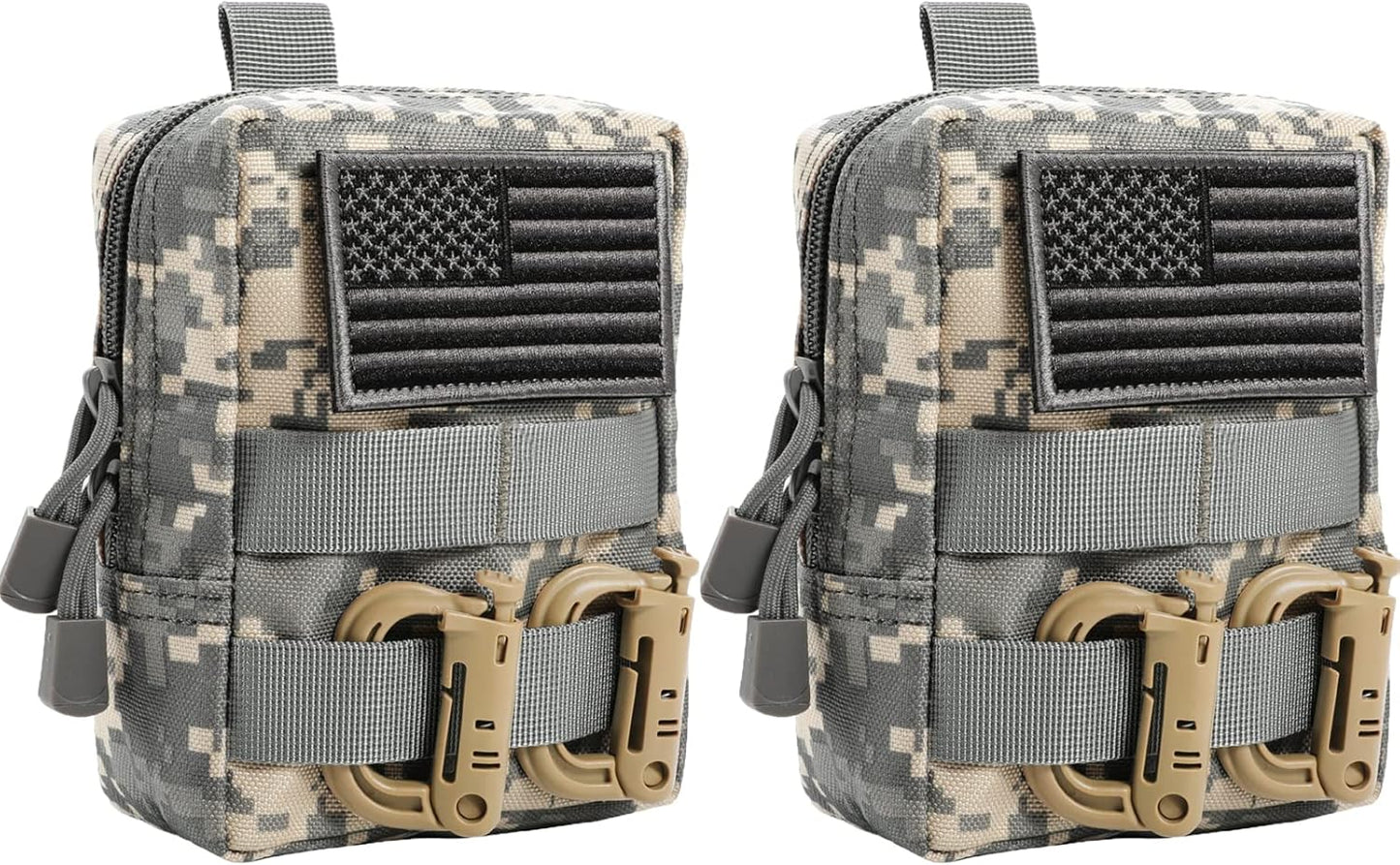 2 Pack Molle Pouches - Tactical Compact Water-Resistant EDC Pouch Bag Small Utility Pouch