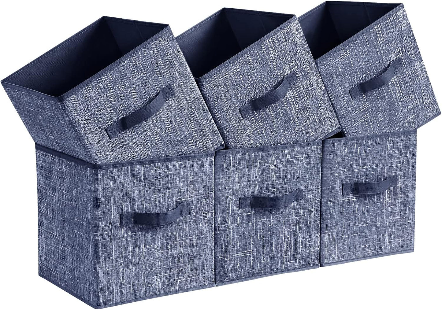 Storage Cubes, Non-Woven Fabric Bins with Double Handles, Set of 6, Closet Organizers for Shelves, Foldable, for Clothes