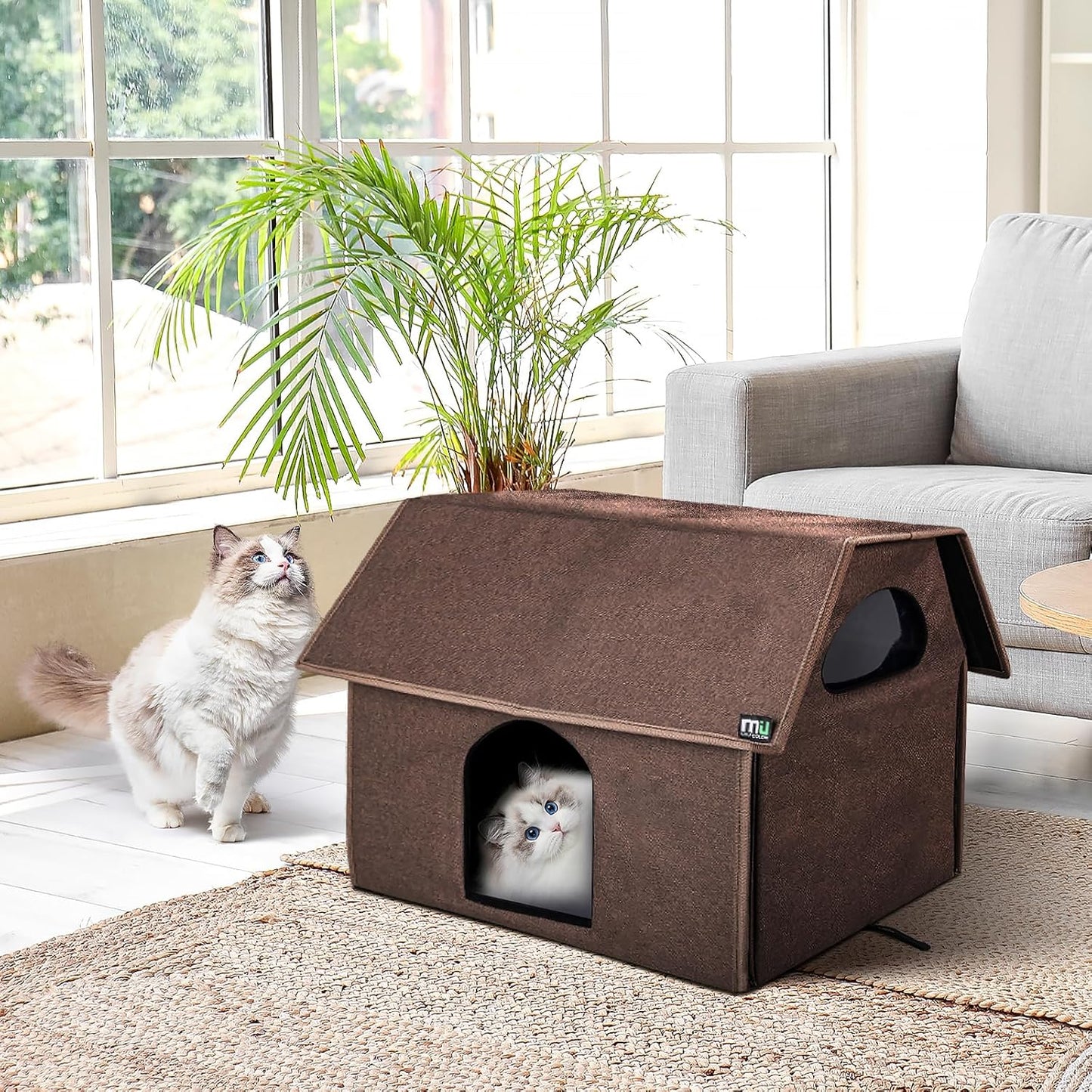 Outdoor Cat House, Extra Large Weatherproof Cat Houses for Outdoor Cats, Insulated Feral Cat Shelter, Big Cat Bed