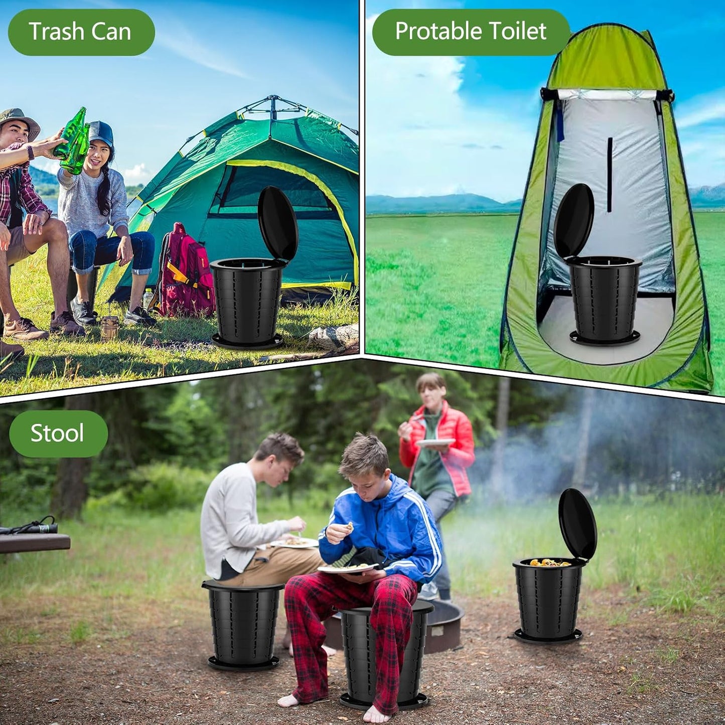 Camping Toilet, Portable Toilet for adults with Adjustable Height - Foldable Travel Toilet Perfect for Outdoor and Indoor Use, Emergency Situations, Traffic Jams, Cars, Tents, Boats