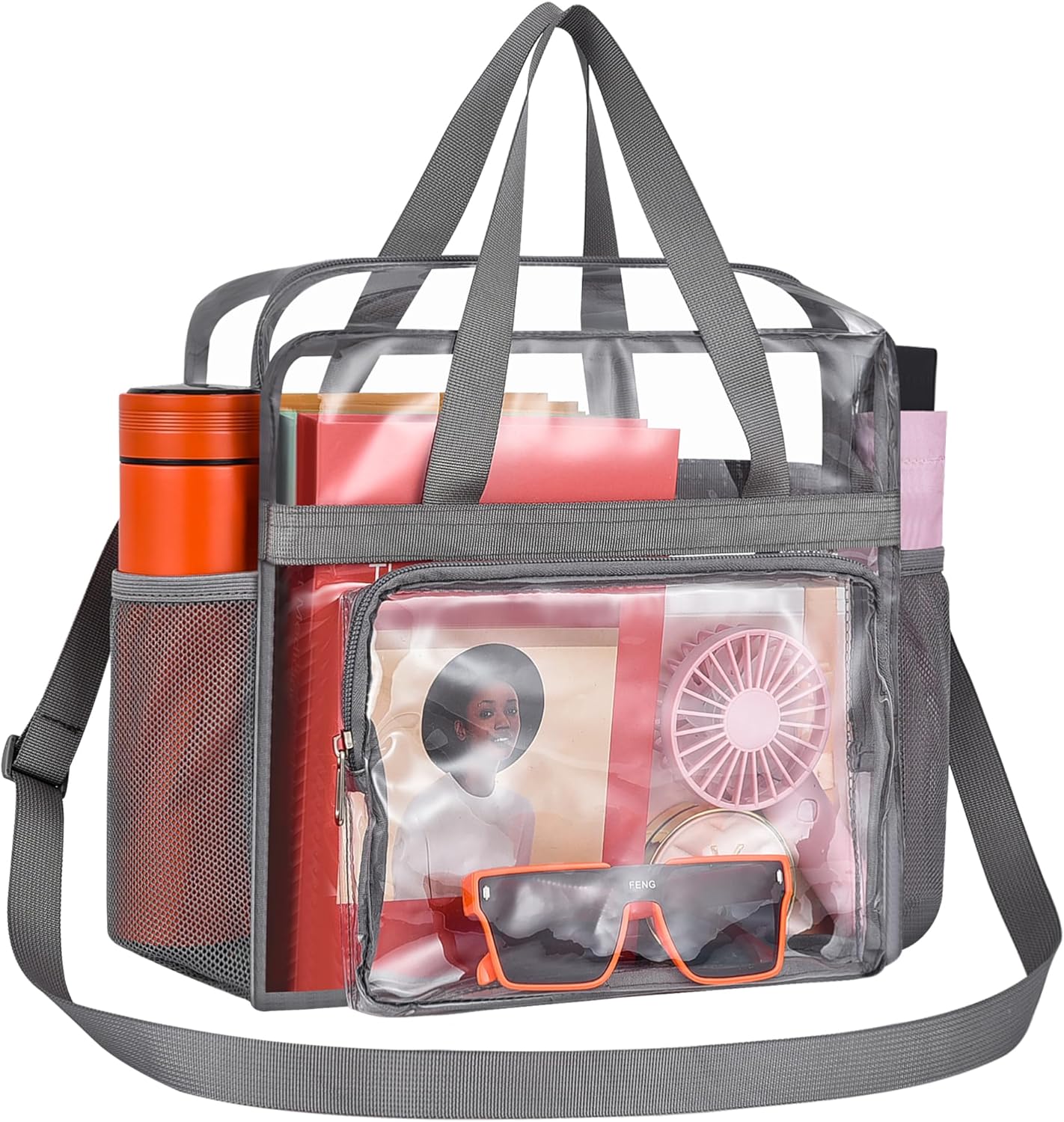 Bag Stadium Approved 12x6x12 Clear Tote Bag with Removable Strap Clear Lunch Bag for Work Sports Festival