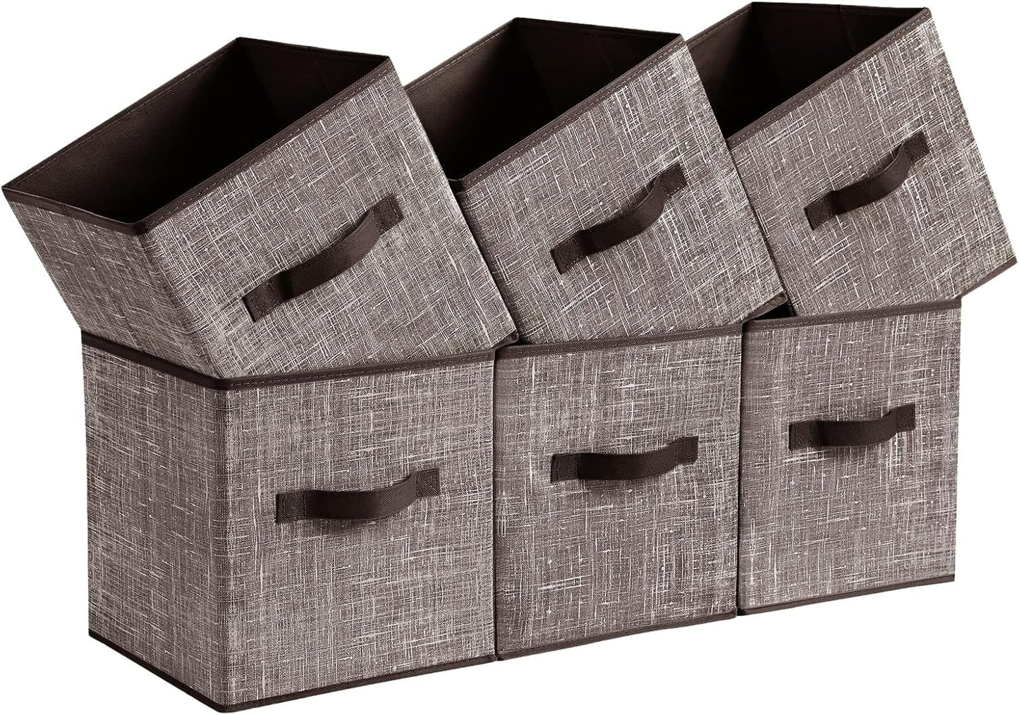 Storage Cubes, Non-Woven Fabric Bins with Double Handles, Set of 6, Closet Organizers for Shelves, Foldable, for Clothes