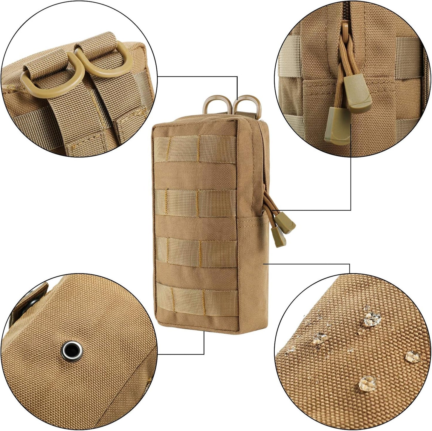 2 Pack Molle Pouches - Tactical Compact Water-Resistant EDC Pouch Bag Small Utility Pouch