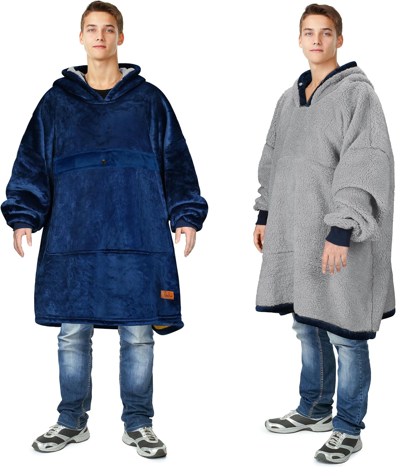 Oversized Blanket Hoodie Sweatshirt, Wearable Sherpa Lounging Pullover for Adults Women Men