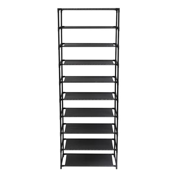 10 Tier Stackable Shoe Rack Storage Shelves - Stainless Steel Frame Holds 50 Pairs Of Shoes