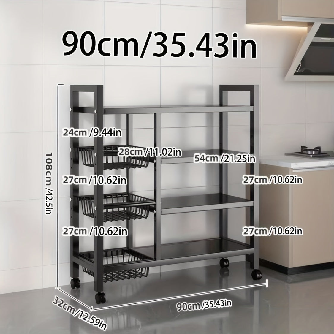 Large Capacity Multi-tier Shelving Unit - Multilayer Design, Super Load-bearing, Suitable For Kitchen, Bathroom, Study, Solving Storage Challenges Effortlessly