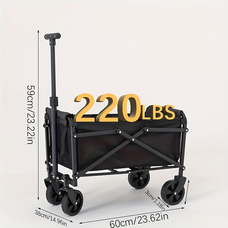 220LBS/330LBS Folding Wagon Cart, Heavy Duty Utility Portable Foldable Outdoor Beach Garden Cart With 360°All Terrain Wheels, Side Pockets, Large Capacity Collapsible Wagon For Camping, Sports, Yard, Lawn And Gardening