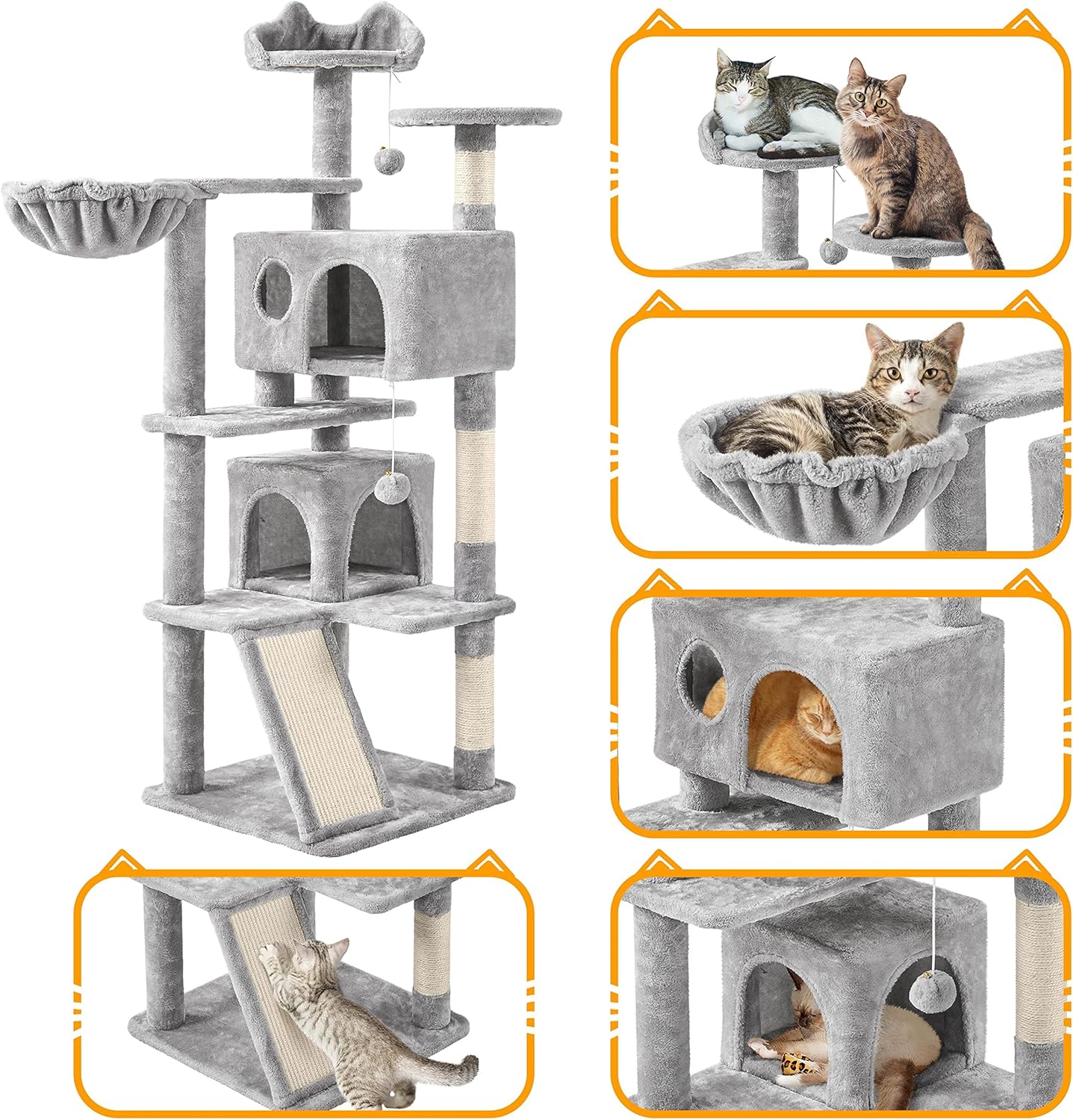 57 inches Multi-Level Cat Tree Cat Condo with Scratching Posts Kittens Activity Tower Pet Play House Furniture