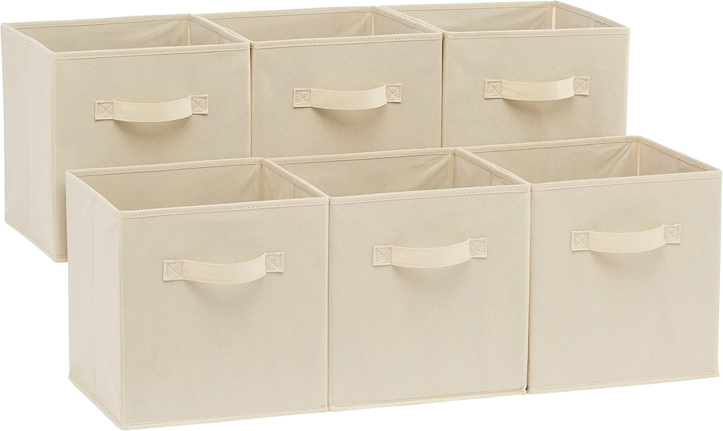 Collapsible Fabric Storage Cubes Organizer with Handles  - Pack of 6