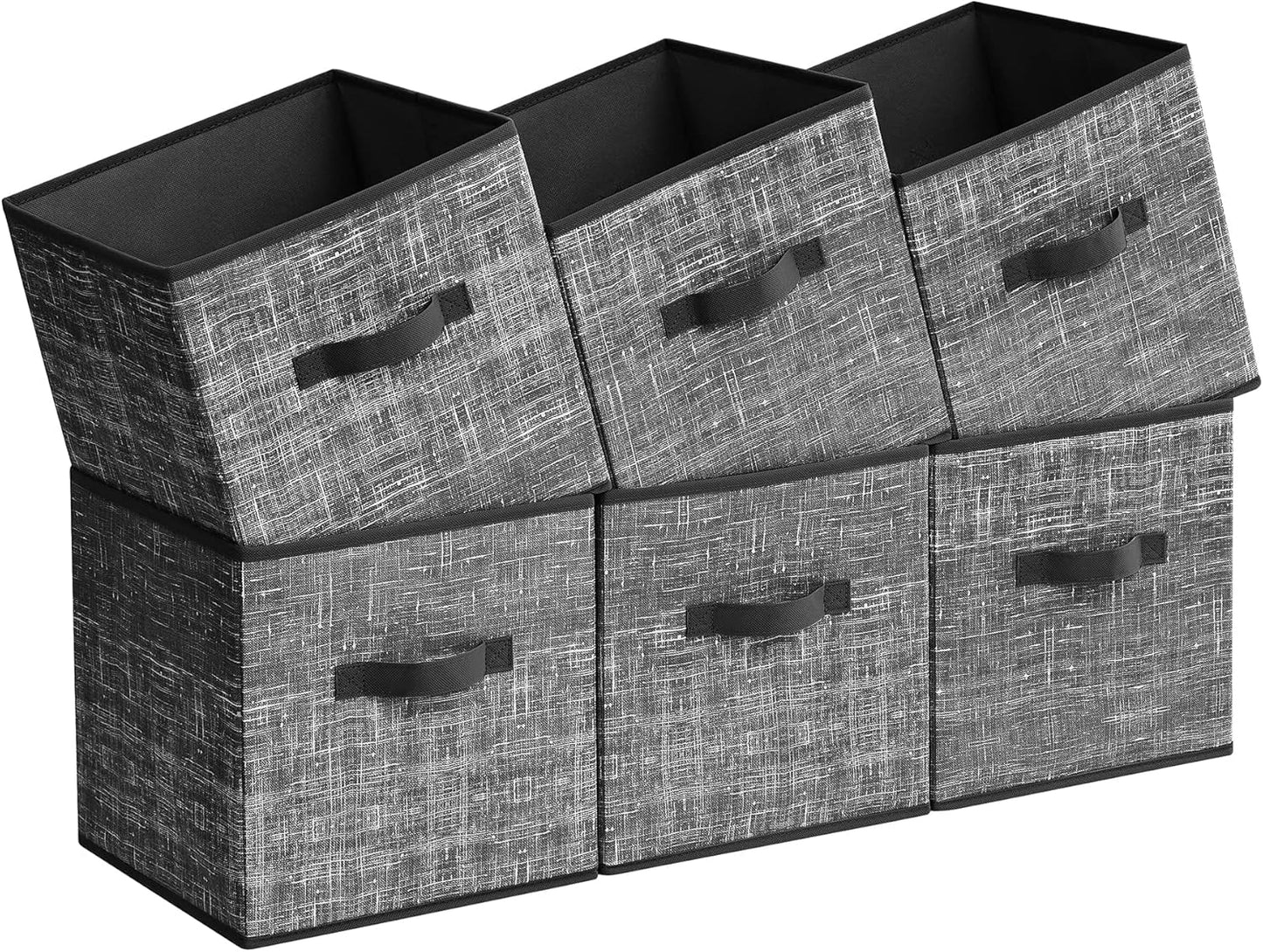 Storage Cubes, Non-Woven Fabric Bins with Double Handles, Set of 6, Closet Organizers for Shelves, Foldable, for Clothes