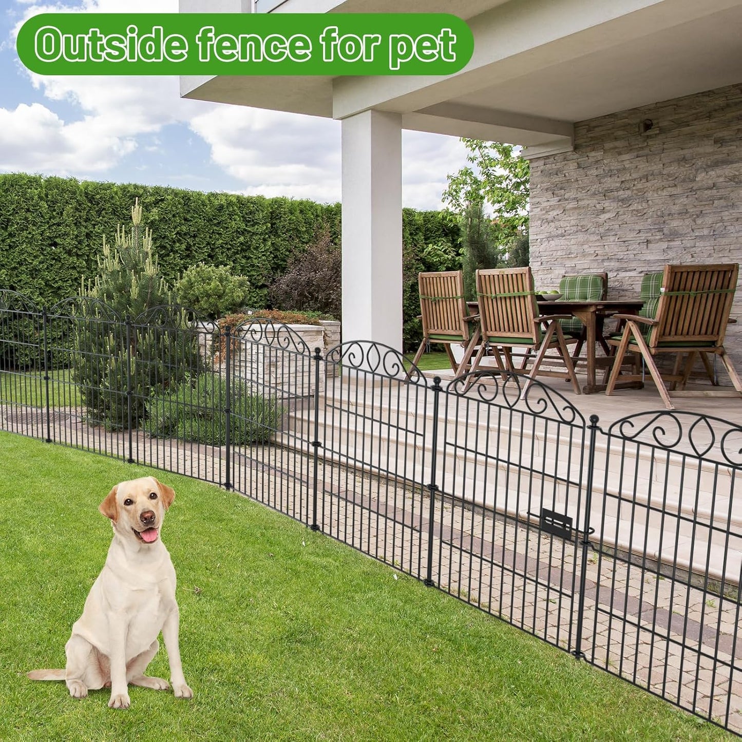 Decorative Animal Barrier Garden Fence 6 Pack with Lock - 30 in(H) x 11.8 ft(L) No Dig Decorative Fence Rustproof Metal Wire Panel Border, Rustproof Metal Wire Section Edging Fencing Panel