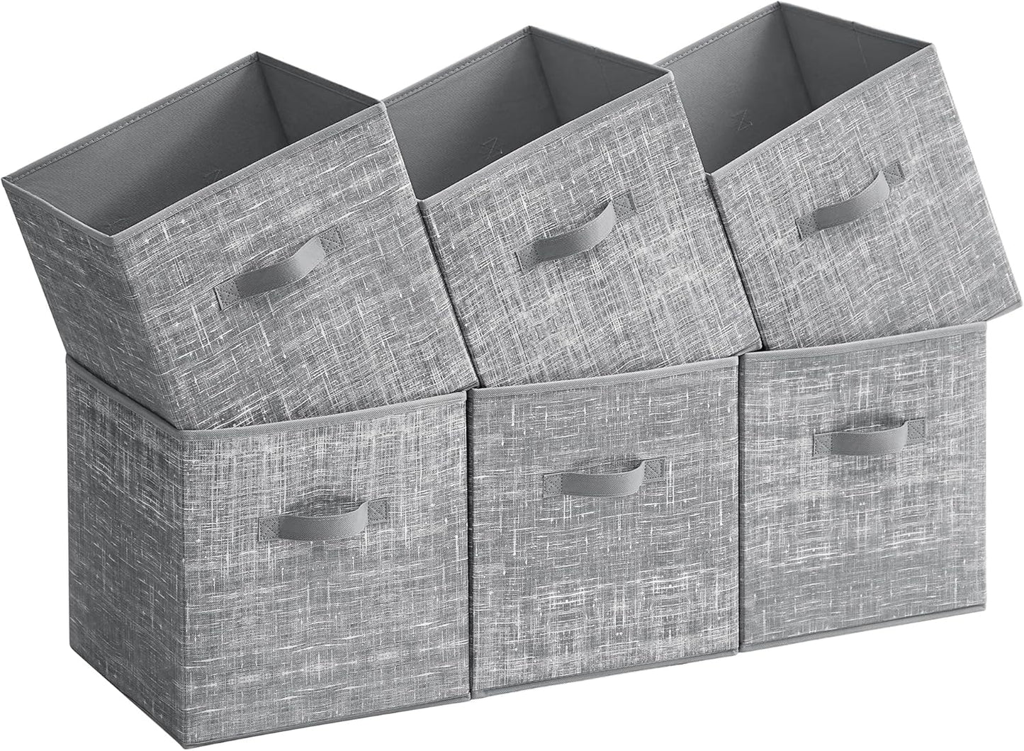 Storage Cubes, Non-Woven Fabric Bins with Double Handles, Set of 6, Closet Organizers for Shelves, Foldable, for Clothes