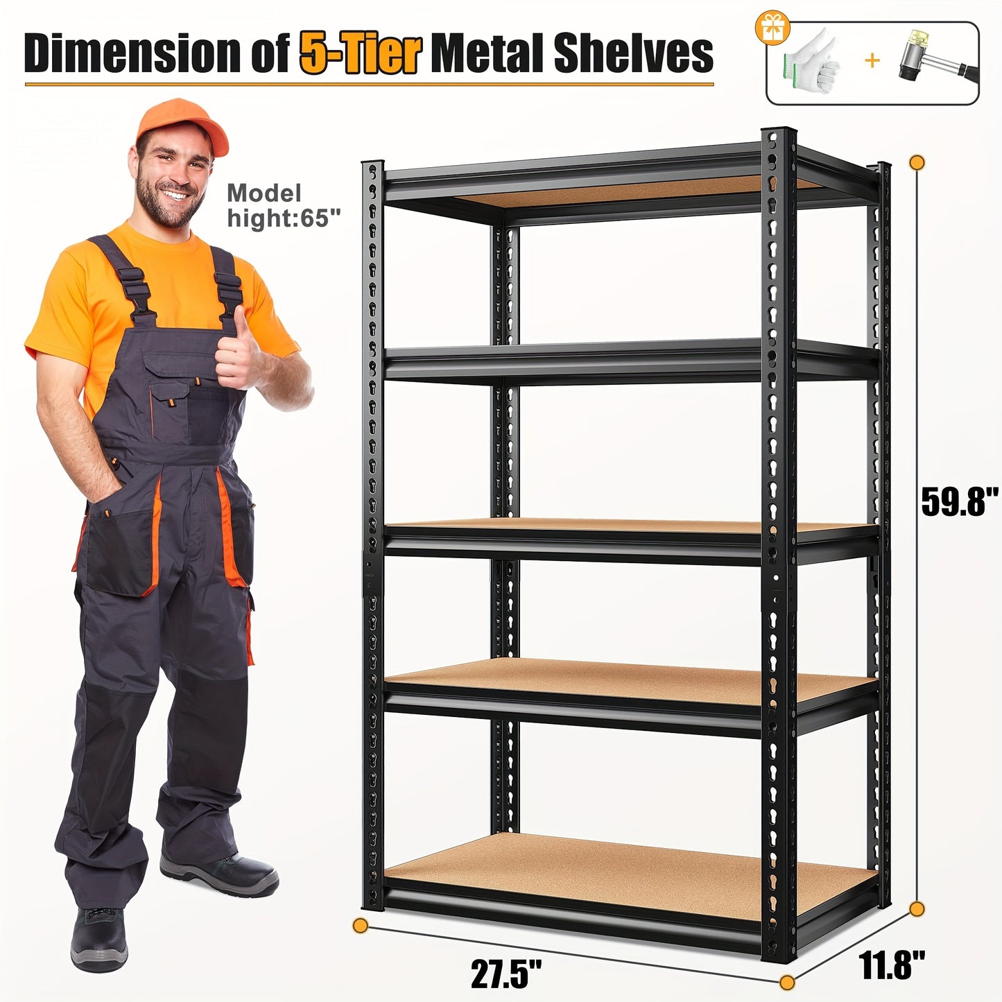 Garage Shelving 5 Tier Storage Shelves Heavy Duty Shelving Adjustable Garage Storage Shelves Metal Shelves for Storage Loads 1500LBS Metal Shelving Units and Storage for Pantry Garage