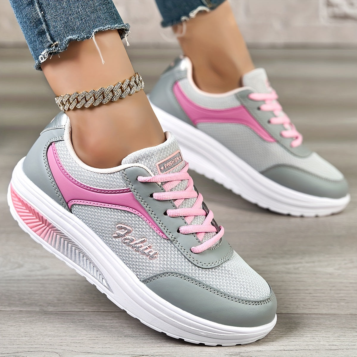 Womens Lace-up Walking Shoes Arch Support Breathable Wedge Platform Sneakers Low-top Casual Light Weight Orthotic Sneakers For Plantar Fasciitis