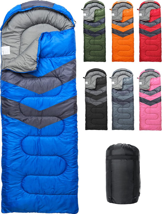 Sleeping Bags for Adults Cold Weather & Warm - Backpacking Camping Sleeping Bag for Kids 10-12, Girls, Boys - Lightweight Compact Camping Essentials Gear Accessories Hiking Sleep Must Haves