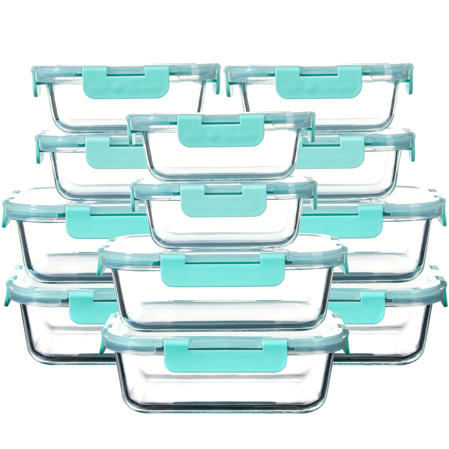 24Pcs Borosilicate Glass Food Storage Containers Set - Airtight, Microwave and Dishwasher Safe, Ideal for Meal Prep and Lunches with 12 Lids and 12 Glass Bowls