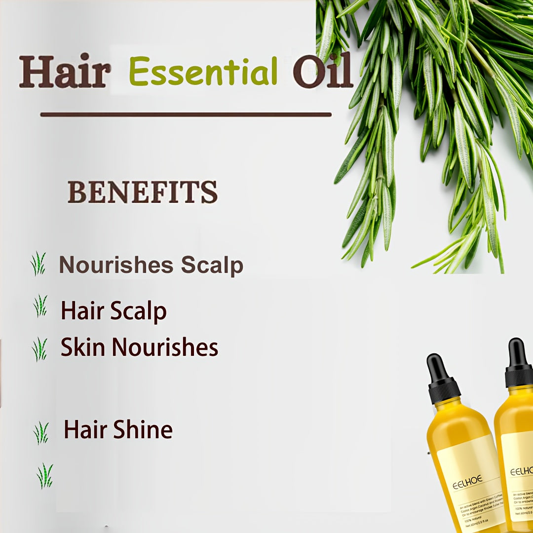 7packs 60ml Rosemary Essential Oil for Hair - Moisturizing & Smoothing Formula for Vibrant, Silky Strands