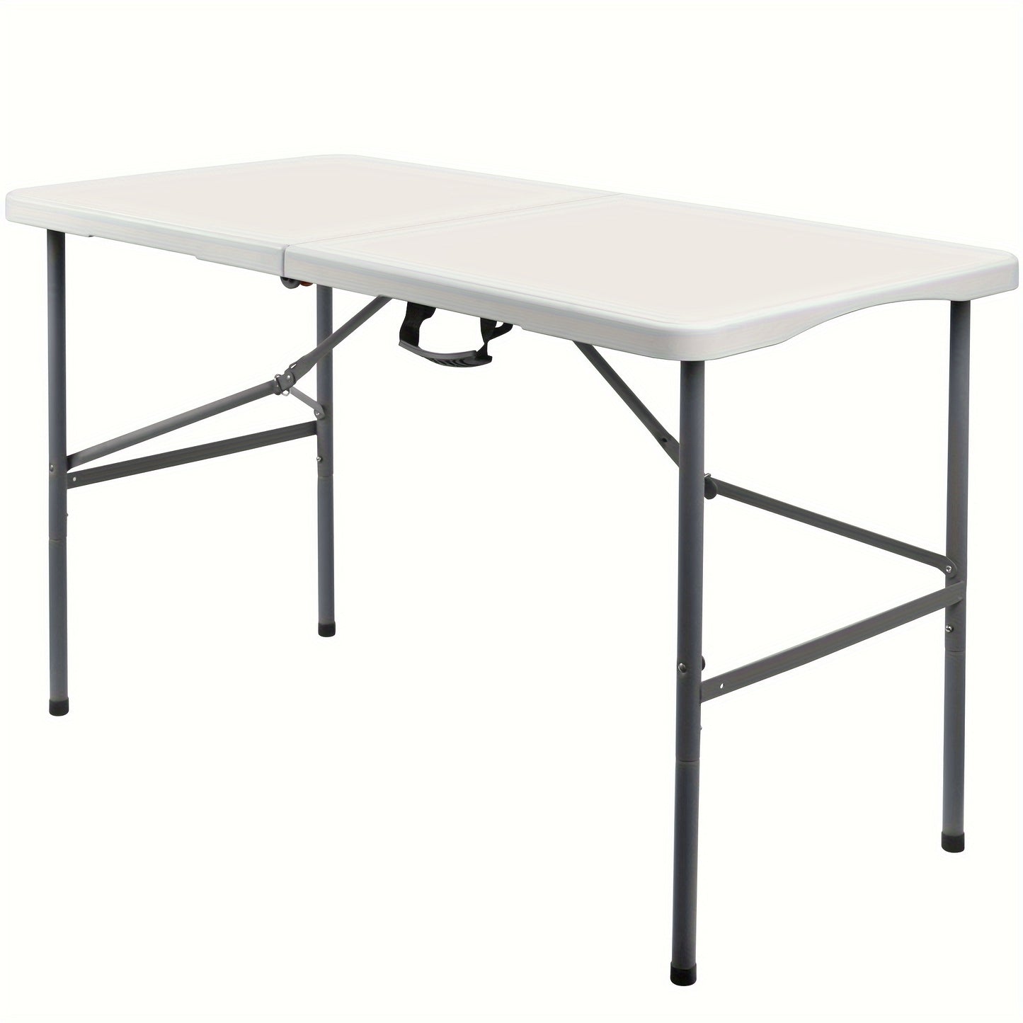 4FT/6FT Heavy-Duty Plastic Folding Table - Sturdy HDPE Construction, Portable, Lockable, and Easy to Carry with Handle - Perfect for Camping, Party, Wedding, Picnic, and Outdoor Events - White