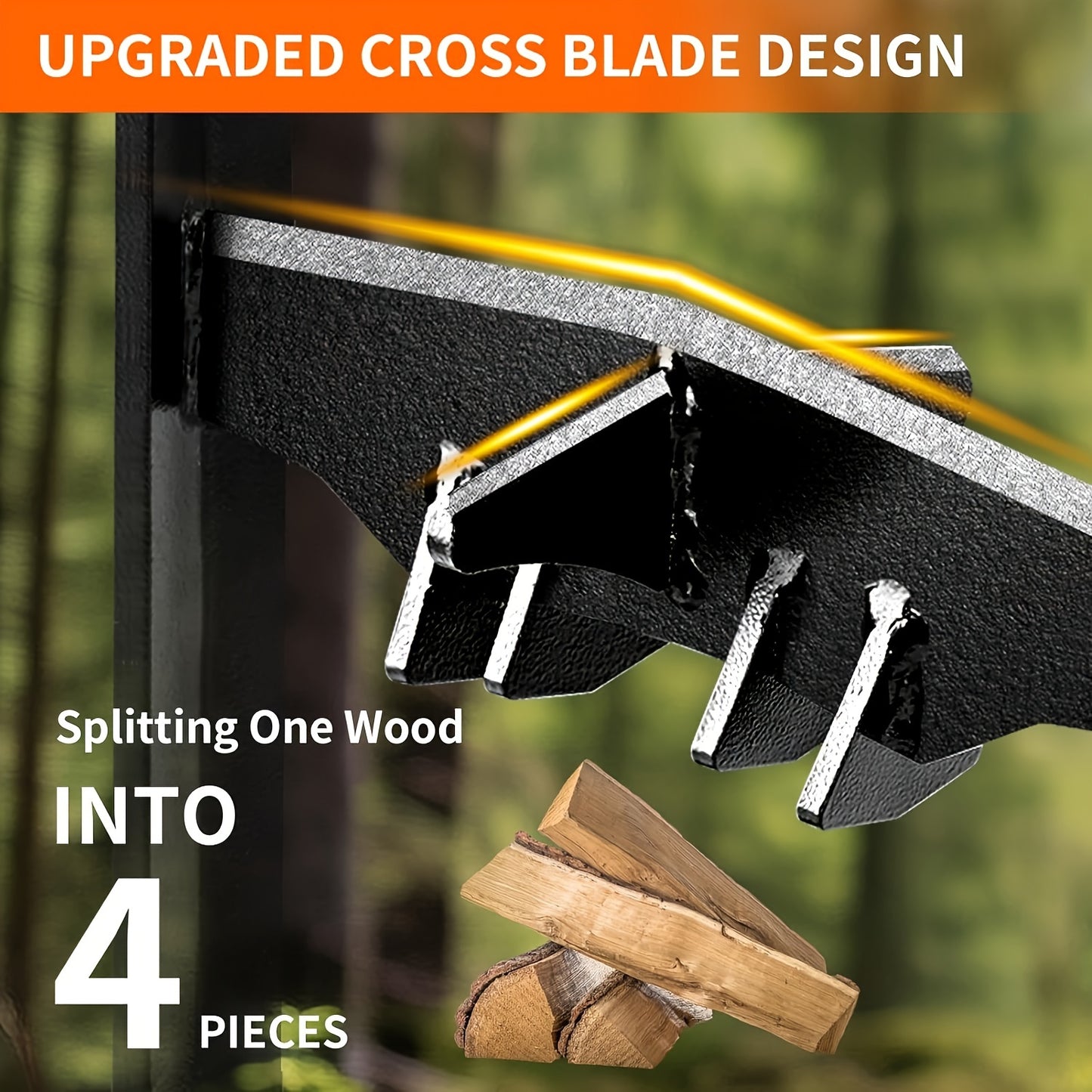 XL Kindling Splitter for Wood - Heavy-Duty Steel Construction with Unique Cross-Blade Design for Efficient Splitting, Manual Log Splitting Capability, and Durable Protective Cover - Ideal for Firewood Cutting and Preparation