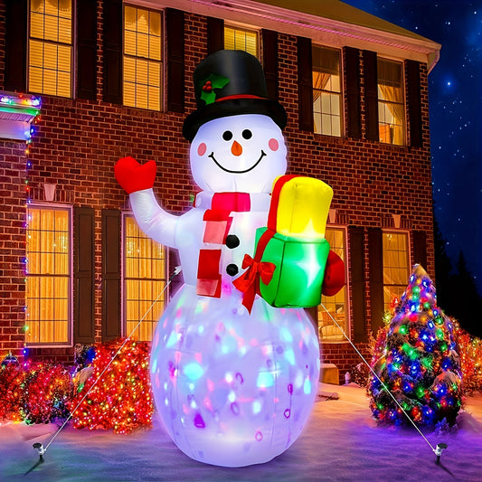 5ft Giant Rotating LED Snowman Inflatable - Outdoor Yard Christmas Decoration with Vibrant Lighting Effects - Festival Decor for Home, Garden, Restaurant, and Party