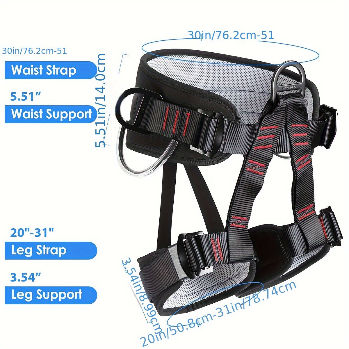 Climbing belts, Thicken Professional Safety Belt for Caving Rock Climbing Rappelling Tree and Outdoor Adventure Activities