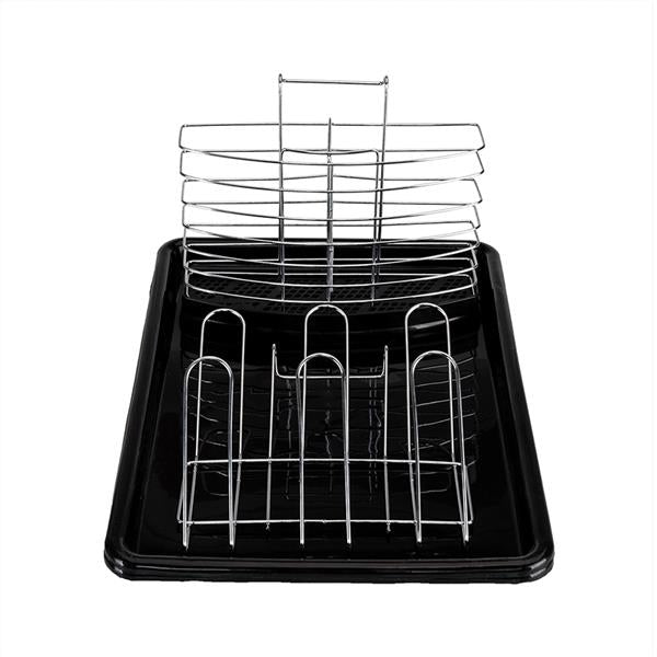 Multifunctional Dual Layers Bowls & Dishes & Chopsticks & Spoons Collection Shelf Dish Drainer Black