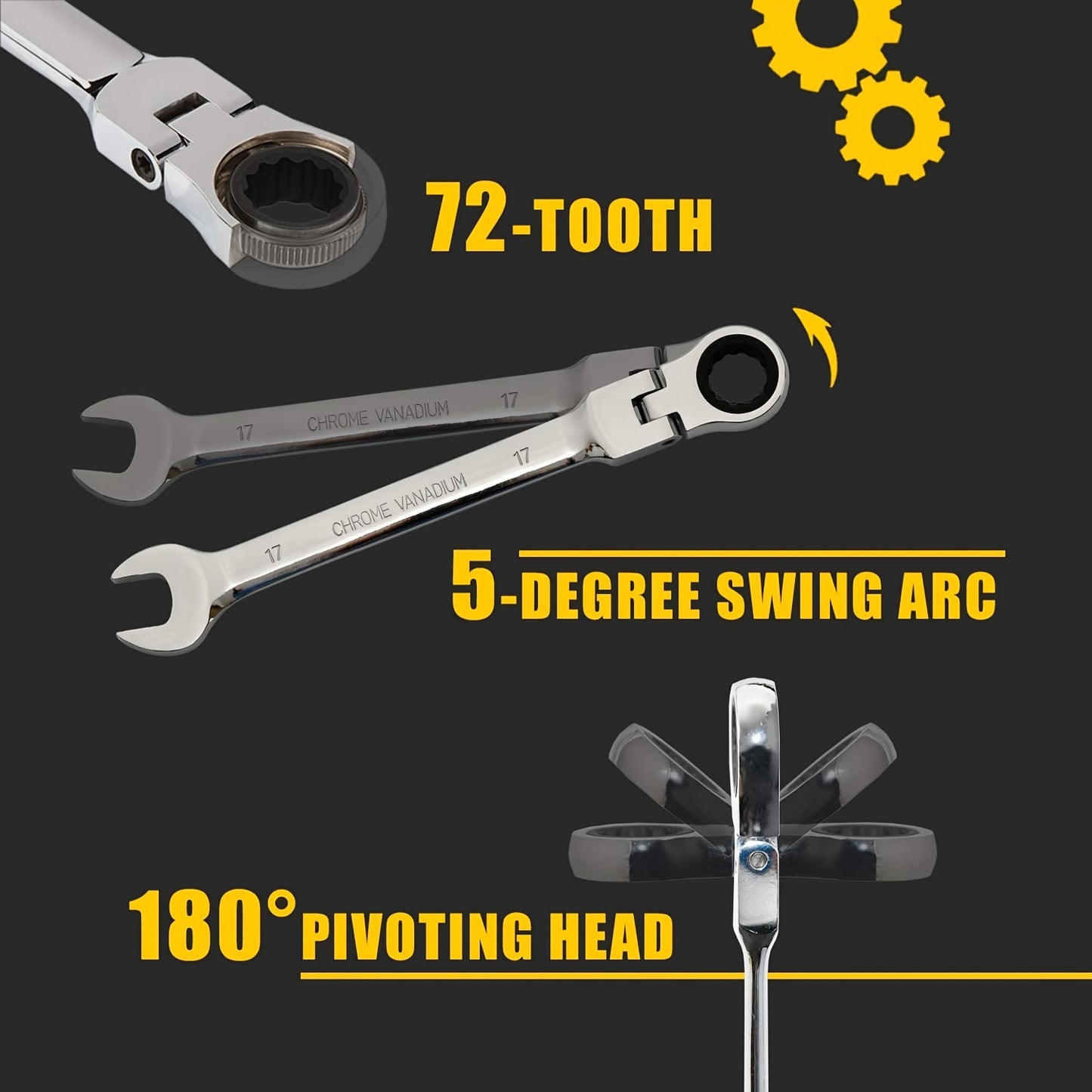 12-Piece Versatile Ratchet Wrench Set - Quick-Shift, Dual-Use, 72-Tooth Mechanics Hand Tool with 180-Degree Swivel Head for Durable DIY and Professional Use - Perfect for Tight Spaces and Heavy-Duty Projects