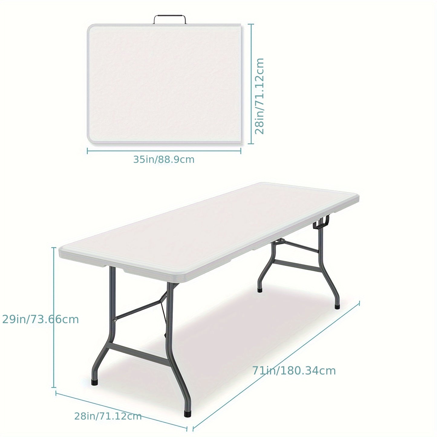 4FT/6FT Heavy-Duty Plastic Folding Table - Sturdy HDPE Construction, Portable, Lockable, and Easy to Carry with Handle - Perfect for Camping, Party, Wedding, Picnic, and Outdoor Events - White