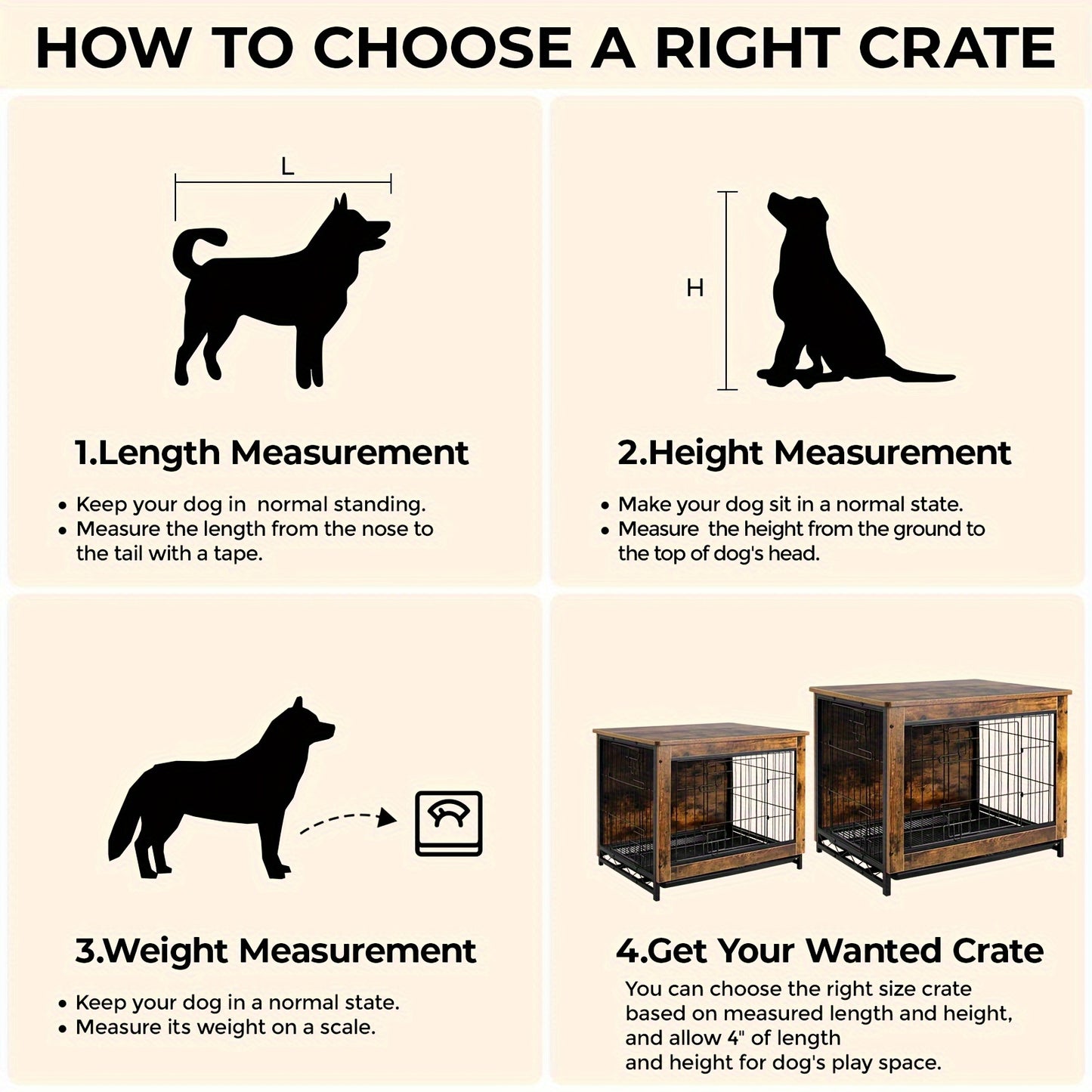 Dog Crate Furniture, 38.6" Wooden Side End Table, Modern Dog Kennel with Double Doors, Heavy-Duty Dog Cage with Pull-Out Removable Tray, Indoor Medium/Large/Small Pet House Furniture