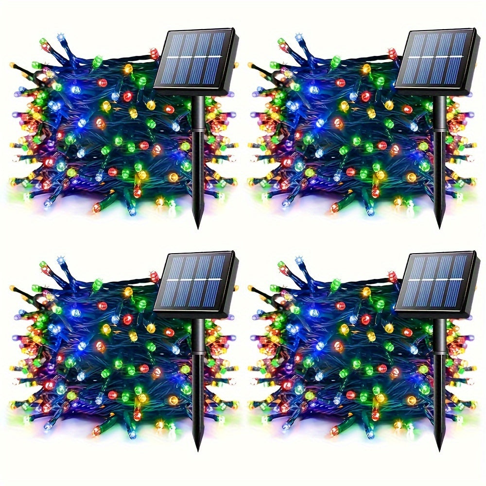 4Pack 131Ft Solar String Lights - 100LED, 8 Modes, Waterproof, Solar-Powered, Indoor/Outdoor Christmas Tree Lights For Patio, Home, Party, Decorations