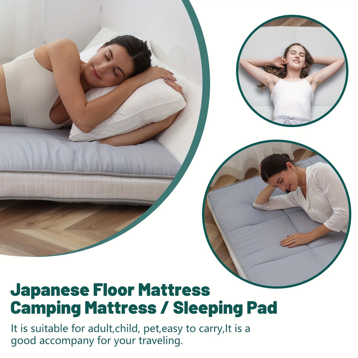 4 Inch Extra Thick Japanese Floor Mattress Futon Mattress, Foldable Bed Mattress, Sleeping Tatami Mat Floor Mattress For Adults, Roll Up Mattress Guest Mattress, Camping Mattress, Travel Camping Furniture Must Haves