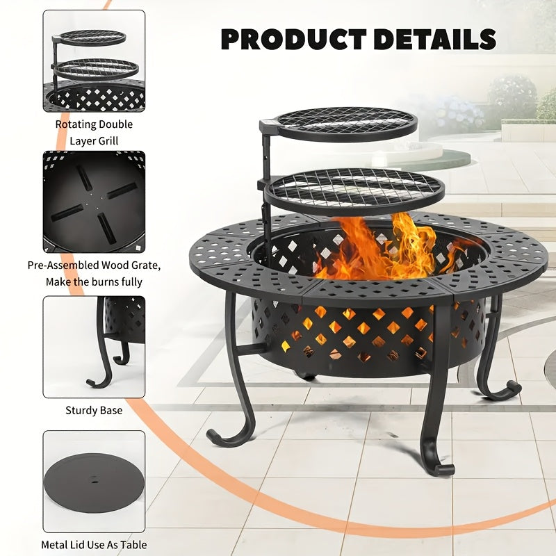 36Inch Large Durable Wood Outdoor Wood Stove, Compact, Windproof, Easy To Assemble Camping Stove For Backyard Camping Picnic, Barbecue, Family BBQ Grill, Emergency Preparedness Solution