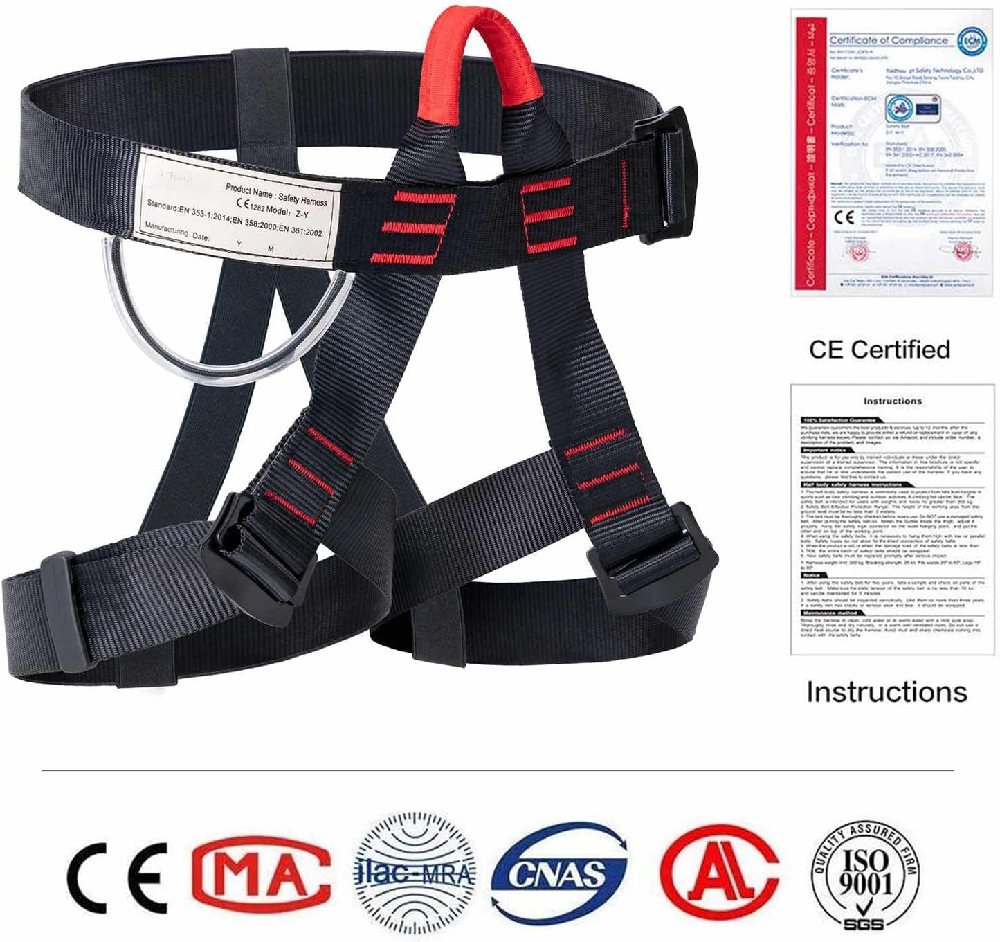 Climbing belts, Caving Rock Climbing belt, Safety Belt for ziplining Rappelling Fire Rescuing Tree Climbing Gear, Half Body belt for Women Men and Novice